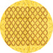 Round Abstract Yellow Modern Rug, abs3313yw