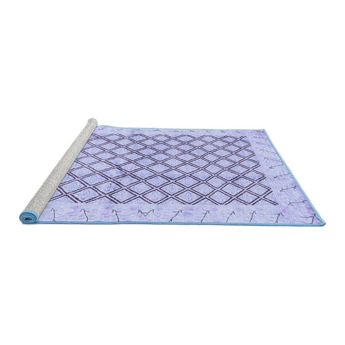 Sideview of Machine Washable Abstract Blue Modern Rug, wshabs3313blu