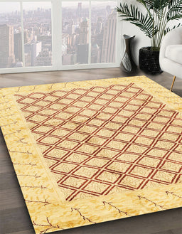 Abstract Mustard Yellow Modern Rug in Family Room, abs3313