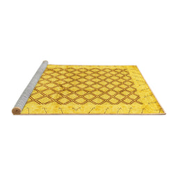 Sideview of Machine Washable Abstract Yellow Modern Rug, wshabs3313yw