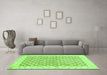 Machine Washable Abstract Green Modern Area Rugs in a Living Room,, wshabs3313grn