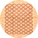 Round Machine Washable Abstract Orange Modern Area Rugs, wshabs3313org