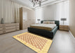 Machine Washable Abstract Mustard Yellow Rug in a Bedroom, wshabs3313