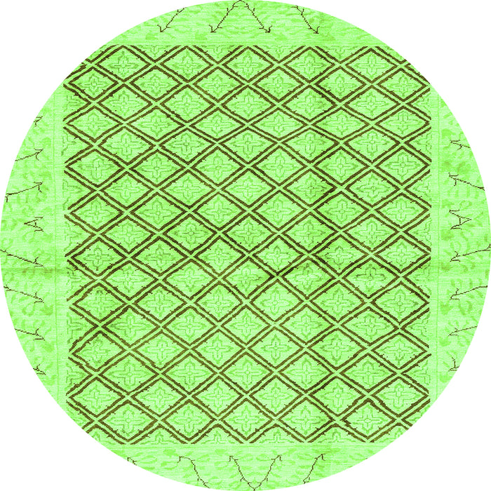 Round Abstract Green Modern Rug, abs3313grn