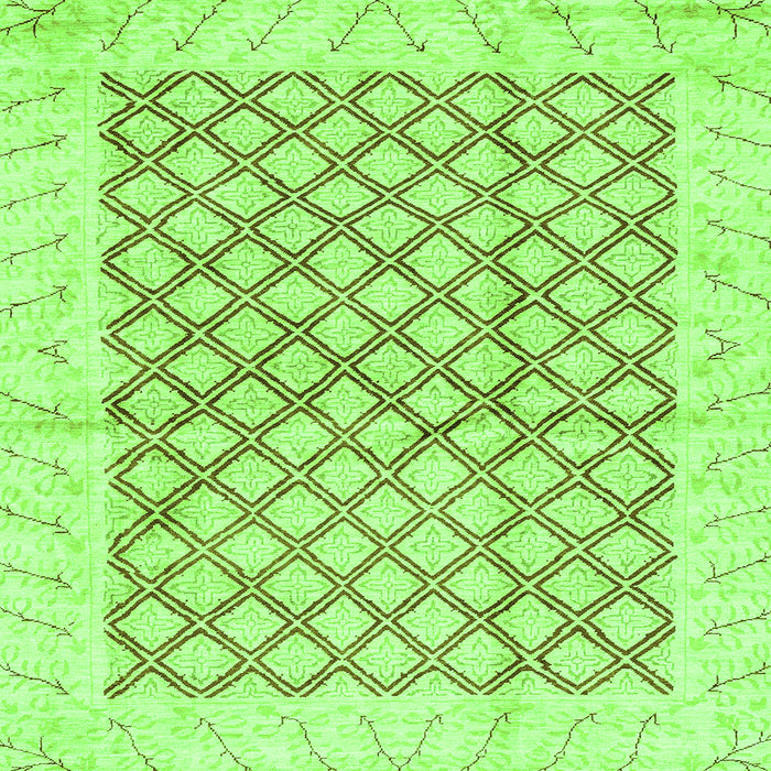 Square Abstract Green Modern Rug, abs3313grn