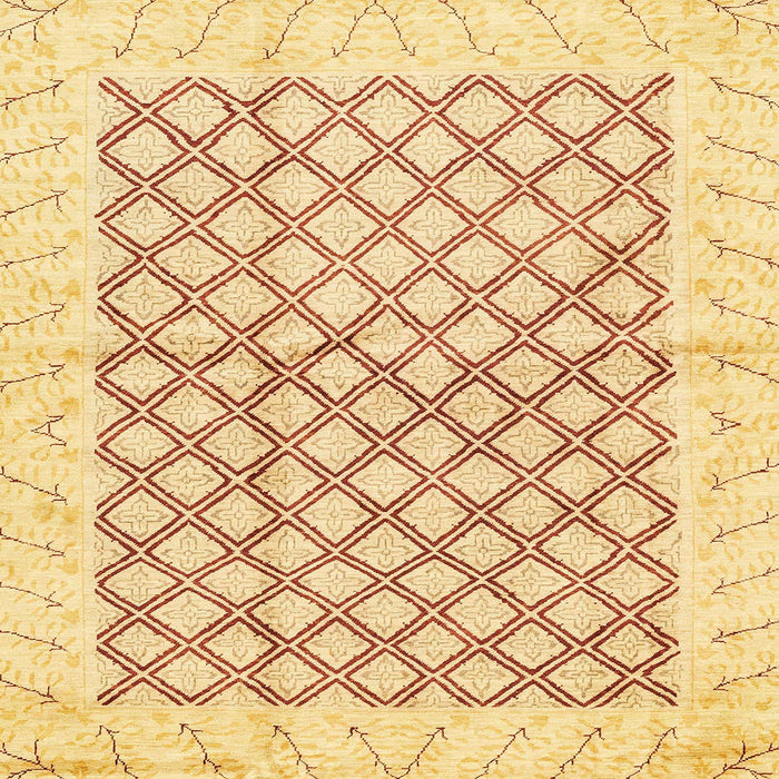 Square Machine Washable Abstract Mustard Yellow Rug, wshabs3313