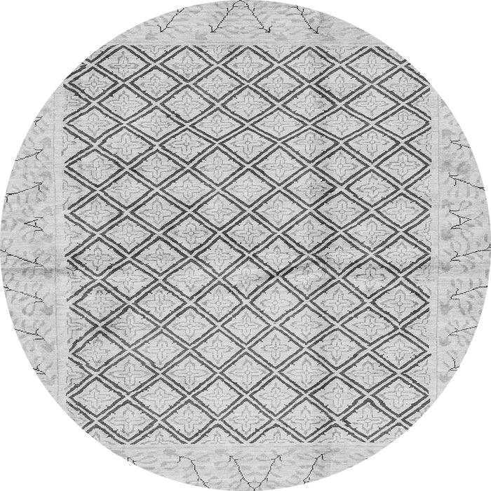 Round Abstract Gray Modern Rug, abs3313gry