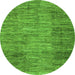 Round Machine Washable Abstract Green Modern Area Rugs, wshabs3314grn