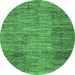 Round Abstract Emerald Green Modern Rug, abs3314emgrn