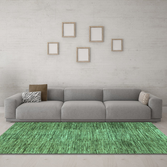 Machine Washable Abstract Turquoise Modern Area Rugs in a Living Room,, wshabs3314turq