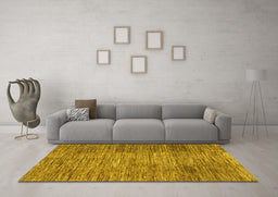 Machine Washable Abstract Yellow Modern Rug in a Living Room, wshabs3314yw