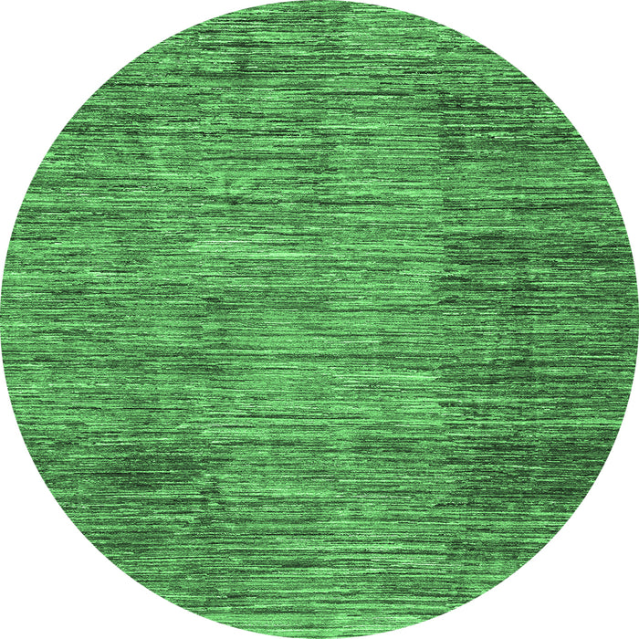 Round Machine Washable Abstract Emerald Green Modern Area Rugs, wshabs3314emgrn