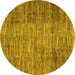 Round Abstract Yellow Modern Rug, abs3314yw