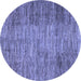 Round Abstract Blue Modern Rug, abs3314blu