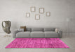 Machine Washable Abstract Pink Modern Rug in a Living Room, wshabs3314pnk