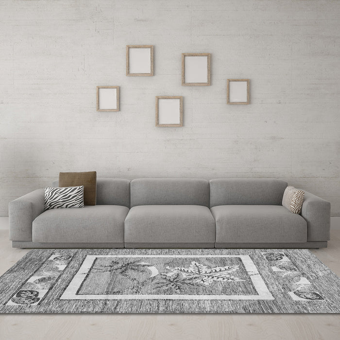 Machine Washable Abstract Gray Modern Rug in a Living Room,, wshabs3315gry