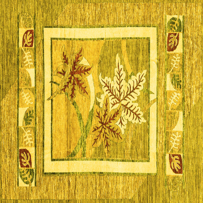 Square Machine Washable Abstract Yellow Modern Rug, wshabs3315yw