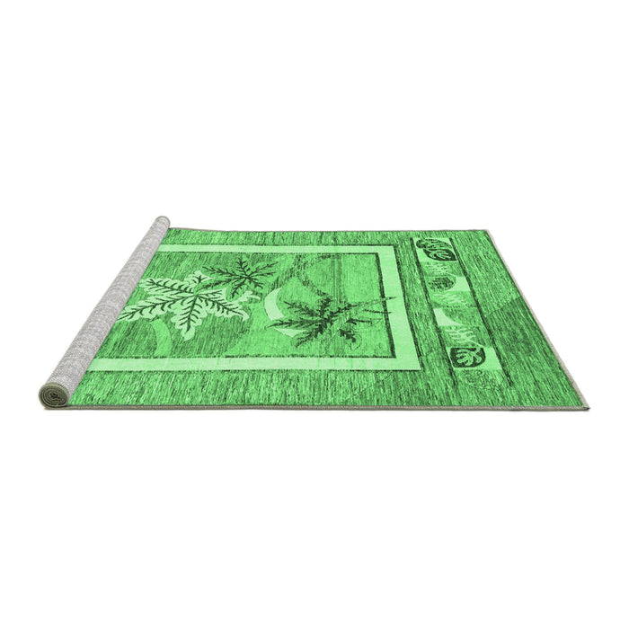 Sideview of Machine Washable Abstract Emerald Green Modern Area Rugs, wshabs3315emgrn