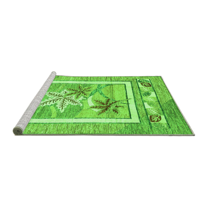 Sideview of Machine Washable Abstract Green Modern Area Rugs, wshabs3315grn