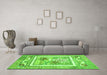 Machine Washable Abstract Green Modern Area Rugs in a Living Room,, wshabs3315grn