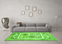 Machine Washable Abstract Green Modern Rug, wshabs3315grn