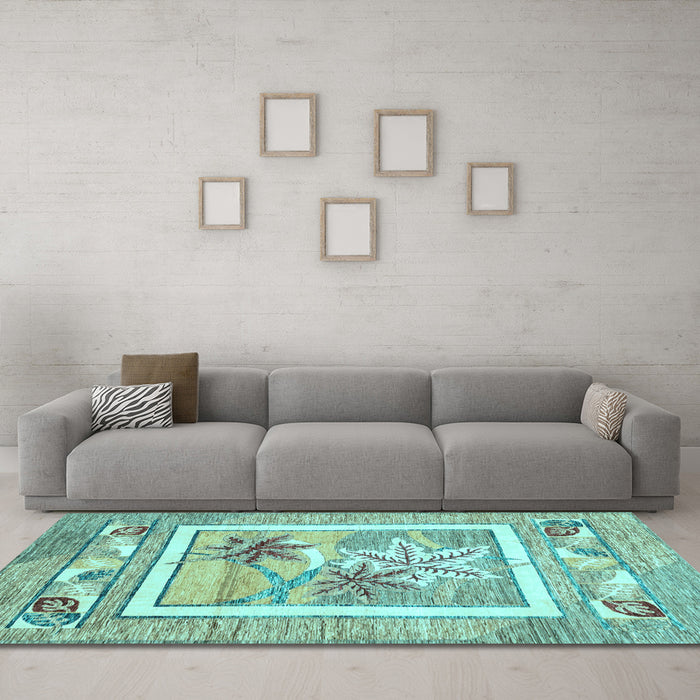 Machine Washable Abstract Light Blue Modern Rug in a Living Room, wshabs3315lblu