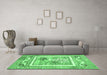 Machine Washable Abstract Emerald Green Modern Area Rugs in a Living Room,, wshabs3315emgrn