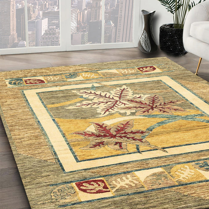 Abstract Cinnamon Brown Modern Rug in Family Room, abs3315