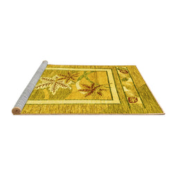 Sideview of Machine Washable Abstract Yellow Modern Rug, wshabs3315yw