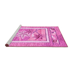 Sideview of Machine Washable Abstract Pink Modern Rug, wshabs3315pnk