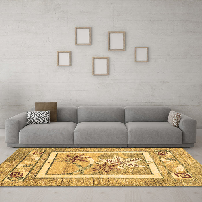 Machine Washable Abstract Brown Modern Rug in a Living Room,, wshabs3315brn