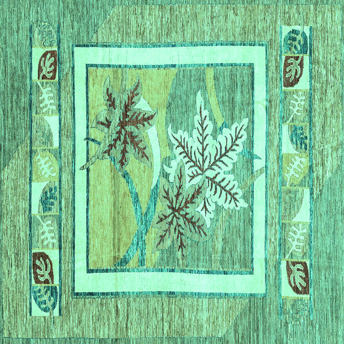 Square Abstract Turquoise Modern Rug, abs3315turq