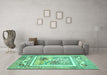 Machine Washable Abstract Turquoise Modern Area Rugs in a Living Room,, wshabs3315turq