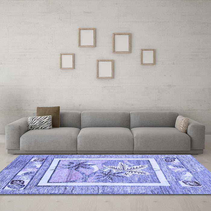 Machine Washable Abstract Blue Modern Rug in a Living Room, wshabs3315blu