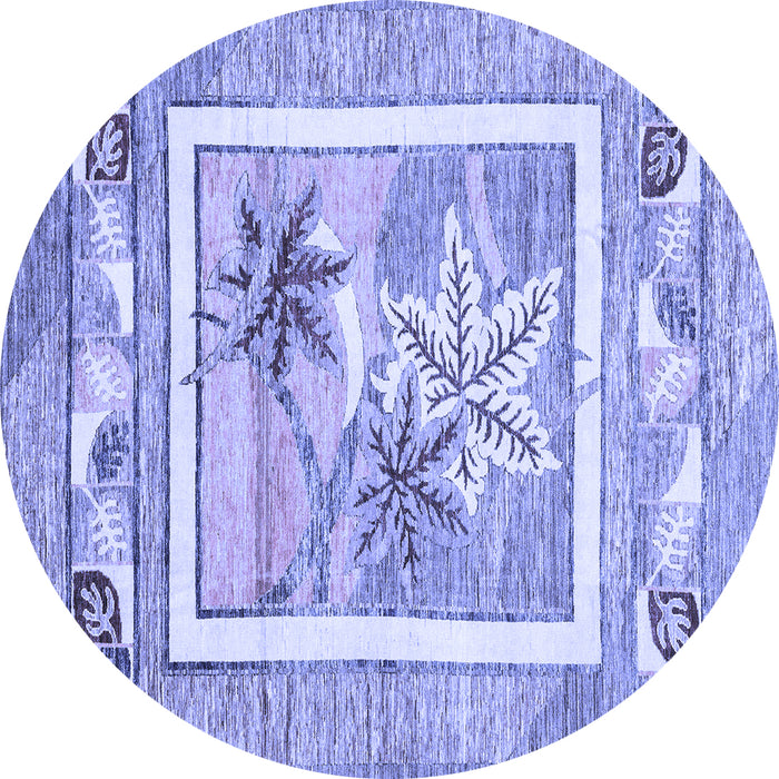 Round Abstract Blue Modern Rug, abs3315blu