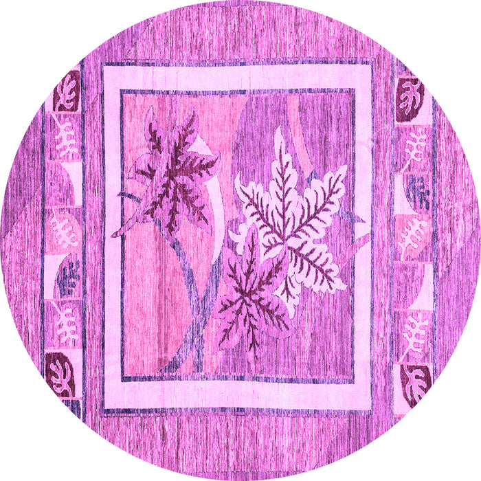 Round Machine Washable Abstract Purple Modern Area Rugs, wshabs3315pur