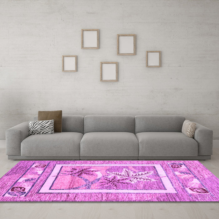 Machine Washable Abstract Purple Modern Area Rugs in a Living Room, wshabs3315pur