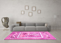 Machine Washable Abstract Pink Modern Rug, wshabs3315pnk