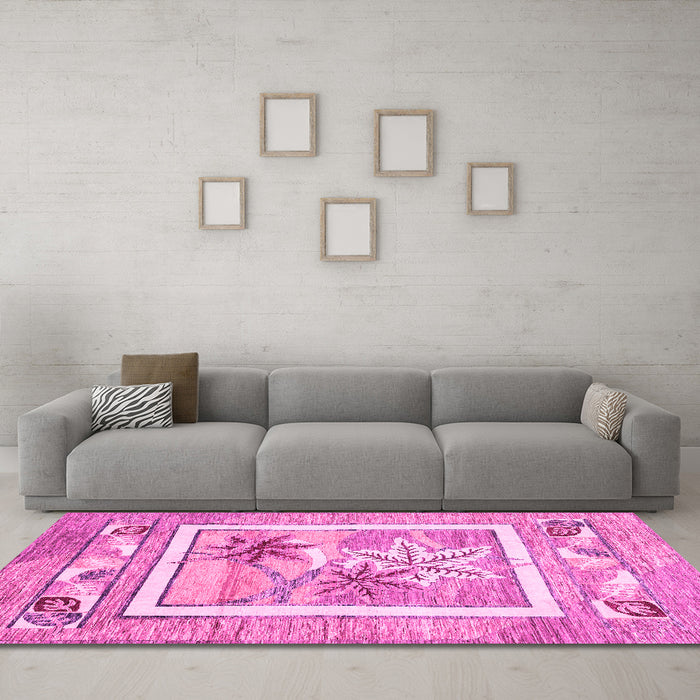 Machine Washable Abstract Pink Modern Rug in a Living Room, wshabs3315pnk