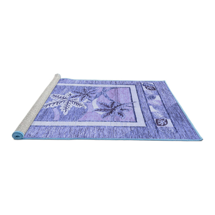 Sideview of Machine Washable Abstract Blue Modern Rug, wshabs3315blu