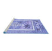 Sideview of Machine Washable Abstract Blue Modern Rug, wshabs3315blu