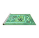 Sideview of Machine Washable Abstract Turquoise Modern Area Rugs, wshabs3315turq