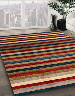 Abstract Red Modern Rug in Family Room, abs3316