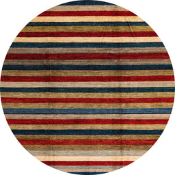 Round Machine Washable Abstract Vermilion Red Rug, wshabs3316
