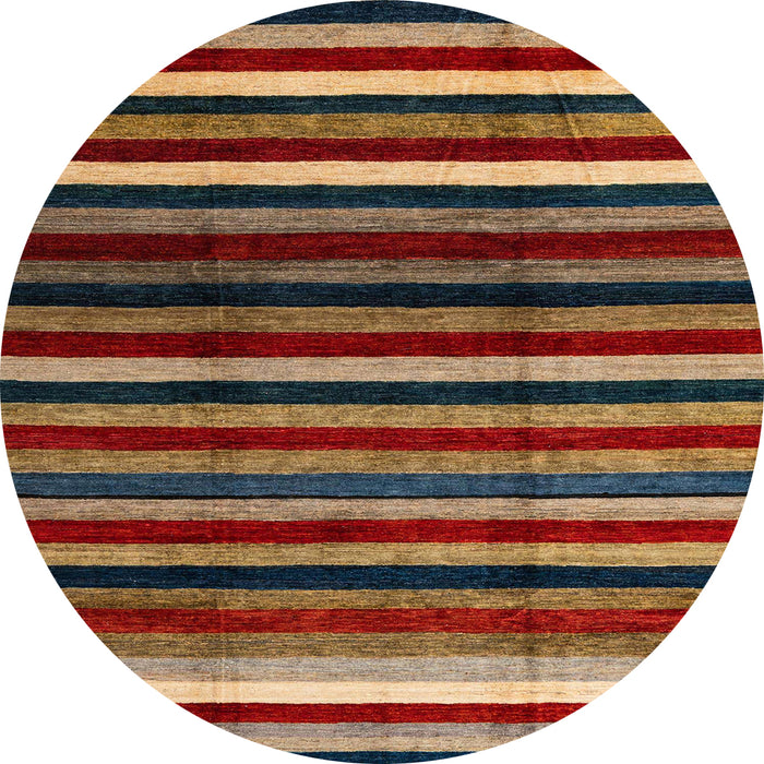 Round Machine Washable Abstract Vermilion Red Rug, wshabs3316
