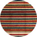 Round Machine Washable Abstract Vermilion Red Rug, wshabs3316