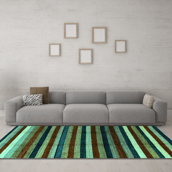Machine Washable Abstract Turquoise Modern Area Rugs in a Living Room,, wshabs3316turq