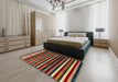 Abstract Red Modern Rug in a Bedroom, abs3316