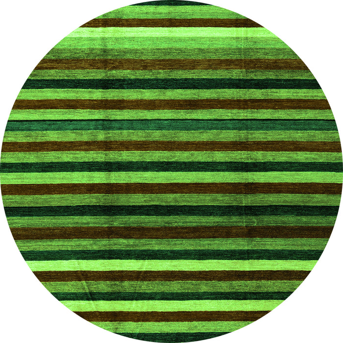Round Machine Washable Abstract Green Modern Area Rugs, wshabs3316grn