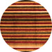 Round Machine Washable Abstract Orange Modern Area Rugs, wshabs3316org